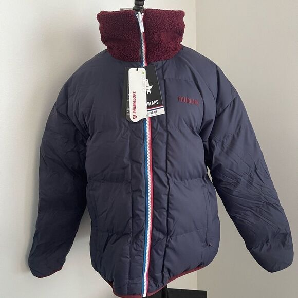 NWT Fourlaps reversible polar quilted Sherpa jacket Burgundy/Smoke size Small - Picture 6 of 16